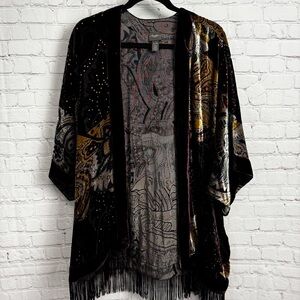 Travelers by Chico's stunning velvet burnout romantic cardigan fringe S/M